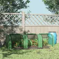 Outsunny Mini Greenhouse, Small Polytunnel Green House with Zipped Doors, Steel Frame for Garden Backyard, 295 x 100 x 80cm, Green - 2