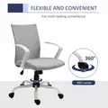 Vinsetto Office Chair Linen Swivel Computer Desk Chair Home Study Task Chair with Wheels, Arm, Adjustable Height, Light Grey - 6