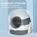 PawHut Foldable Cat Litter Tray with Lid, Deodorant, Scoop, White - 6