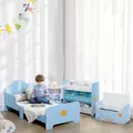 ZONEKIZ Space Themed Toddler Bed, Kids Bedroom Furniture, with Safety Rails - Blue - 7