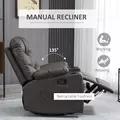 HOMCOM Manual Reclining Chair, Recliner Armchair with Faux Leather, Footrest, Cup Holders, 86x93x102cm, Brown - 4