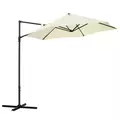 Outsunny 2.5M Garden Cantilever Parasol, Offset Roma Patio Umbrella Hanging Sun Shade Canopy Shelter with 360° Rotation and Cross Base, Beige - 1