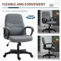Vinsetto Office Chair, Fabric Desk Chair Mid Back Work Study Chair with Massage Lumbar Support, Adjustable Height and Swivel Wheels, Grey - 6