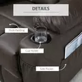 HOMCOM Manual Reclining Chair, Recliner Armchair with Faux Leather, Footrest, Cup Holders, 86x93x102cm, Brown - 6