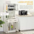 HOMCOM Kitchen Cupboard, Freestanding Storage Cabinet with 2 Adjustable Shelves, 2 Drawers and Open Counter for Living Room, Dining Room, 168cm, White - 4