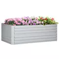 Outsunny Raised Beds for Garden, Galvanised Steel Outdoor Planters with Multi-reinforced Rods, 180 x 90 x 59 cm, Light Grey - 1