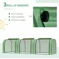 Outsunny Mini Greenhouse, Small Polytunnel Green House with Zipped Doors, Steel Frame for Garden Backyard, 295 x 100 x 80cm, Green - 7