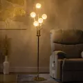 HOMCOM Crystal Floor Lamps for Living Room Bedroom with 5 Light, Modern Upright Standing Lamp, 34x25x156cm, Gold Tone - 2