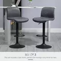 HOMCOM Bar Stools Set of 2, PU Leather Barstools with Backrest and Footrest for Kitchen, Counter, Breakfast Bar, Dark Grey - 4
