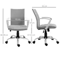 Vinsetto Office Chair Linen Swivel Computer Desk Chair Home Study Task Chair with Wheels, Arm, Adjustable Height, Light Grey - 3