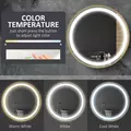 kleankin Round LED Bathroom Mirror, Dimmable Lighted Wall Mount Mirror with 3 Colours, Time Display, Memory Function, Hardwired - 6