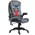 Vinsetto Massage Recliner Chair Heated Office Chair with Six Massage Points Velvet-Feel Fabric 360° Swivel Wheels Grey - 1