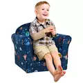HOMCOM Kids Planet-Themed Armchair, with Non-Slip Feet, Wooden Frame - Blue - 1