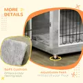 PawHut Dog Crate Furniture End Table, with Washable Cushion, Double Doors, for Medium/Large Dogs, Grey - 7