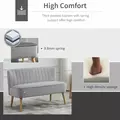 HOMCOM Modern Velvet Double Seat Sofa w/ Wood Frame Foam Padding Soft Comfortable Compact Couch Light Grey - 6