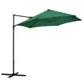 Outsunny 2.5M Garden Cantilever Parasol, Offset Roma Patio Umbrella Hanging Sun Shade Canopy Shelter with 360° Rotation and Cross Base, Green - 1