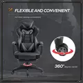Vinsetto Computer Gaming Chair, Racing Desk Chair with Lumbar Support and Footrest, PU Leather Gamer Chair with Headrest and Swivel Wheels for Home, Grey - 6