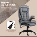 Vinsetto Massage Recliner Chair Heated Office Chair with Six Massage Points Velvet-Feel Fabric 360° Swivel Wheels Grey - 5