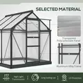 Outsunny 6 x 6ft Polycarbonate Greenhouse, Large Walk-In Green House with Slide Door and Window, Garden Plants Grow House with Aluminium Frame and Foundation, Grey - 5