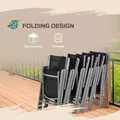 Outsunny 7 Piece Garden Dining Set, Outdoor Table and 6  Folding and Reclining Chairs, Aluminium Frame, Tempered Glass Top Table, Texteline Seats, Black - 5