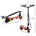 HOMCOM Foldable Electric Scooter, with LED Headlights, for Ages 7-14 Years, Red - 3