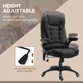 Vinsetto Massage Recliner Chair Heated Office Chair with Six Massage Points Linen-Feel Fabric 360° Swivel Wheels Black - 5