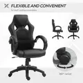 Vinsetto Office Chair Faux Leather Swivel Computer Desk Chair for Home Office with Wheels Armrests Black - 6