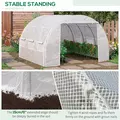 Outsunny 3 x 3 x 2 m Polytunnel Greenhouse with Roll-up Side Walls, Walk-in Grow House Tent with Steel Frame, Reinforced Cover, Zipped Door and 6 Mesh Windows for Garden, White - 6