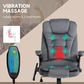 Vinsetto Massage Recliner Chair Heated Office Chair with Six Massage Points Velvet-Feel Fabric 360° Swivel Wheels Grey - 4