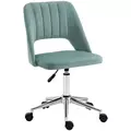 Vinsetto Mid Back Office Chair Velvet Fabric Swivel Scallop Shape Computer Desk Chair for Home Study Bedroom Green - 1
