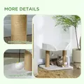 PawHut 42cm Indoor Cat Tree, with Toy Balls, Jute Scratching Post - White - 5