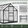 Outsunny 6 x 8ft Polycarbonate Greenhouse, Large Walk-In Green House with Slide Door and Window, Garden Plants Grow House with Aluminium Frame and Foundation, Grey - 5