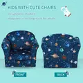 HOMCOM Kids Planet-Themed Armchair, with Non-Slip Feet, Wooden Frame - Blue - 4