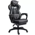 Vinsetto Computer Gaming Chair, Racing Desk Chair with Lumbar Support and Footrest, PU Leather Gamer Chair with Headrest and Swivel Wheels for Home, Grey - 1