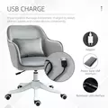 Vinsetto Velvet Office Chair, Desk Chair, Makeup Vanity Chair with Massage Lumbar Pillow and Rolling Wheels for Bedroom and Home, Grey - 4
