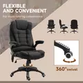 Vinsetto Massage Recliner Chair Heated Office Chair with Six Massage Points Linen-Feel Fabric 360° Swivel Wheels Black - 8