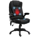 Vinsetto Massage Recliner Chair Heated Office Chair with Six Massage Points Linen-Feel Fabric 360° Swivel Wheels Black - 1
