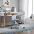Vinsetto Velvet Office Chair, Desk Chair, Makeup Vanity Chair with Massage Lumbar Pillow and Rolling Wheels for Bedroom and Home, Grey - 2