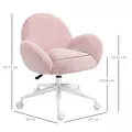 HOMCOM Makeup Vanity Chair, Cute Fluffy Desk Chair with Rolling Wheels for Bedroom Living Room, Pink - 3