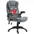 Vinsetto Massage Recliner Chair Heated Office Chair with Six Massage Points Linen-Feel Fabric 360° Swivel Wheels Grey - 1