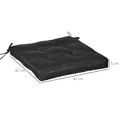 Outsunny Set of 4 Garden Seat Cushion with Ties, 42 x 42cm Replacement Dining Chair Seat Pad, Black - 3