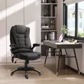 Vinsetto Massage Recliner Chair Heated Office Chair with Six Massage Points Linen-Feel Fabric 360° Swivel Wheels Black - 2