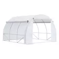 Outsunny 3 x 3 x 2 m Polytunnel Greenhouse with Roll-up Side Walls, Walk-in Grow House Tent with Steel Frame, Reinforced Cover, Zipped Door and 6 Mesh Windows for Garden, White - 1