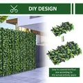 Outsunny Artificial Leaf Hedge Screen Privacy Fence Panel for Garden Outdoor Indoor Decor 3M x 1M Light Green and Dark Green - 4