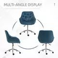 Vinsetto Home Office Chair Velvet Ergonomic Computer Chair Comfy Desk Chair with Adjustable Height, Arm and Back Support, Blue - 7