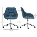 Vinsetto Home Office Chair Velvet Ergonomic Computer Chair Comfy Desk Chair with Adjustable Height, Arm and Back Support, Blue - 3