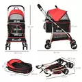 PawHut 3 In 1 Detachable Pet Stroller, for Extra Small and Small Dogs - Red - 3