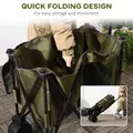 Outsunny Folding Garden Trolley, Cargo Traile on Wheels, Collapsible Camping Trolley, Outdoor Utility Wagon with Steel Frame and Oxford Fabric, Green - 5