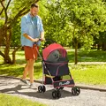 PawHut 3 In 1 Detachable Pet Stroller, for Extra Small and Small Dogs - Red - 2