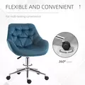 Vinsetto Home Office Chair Velvet Ergonomic Computer Chair Comfy Desk Chair with Adjustable Height, Arm and Back Support, Blue - 5